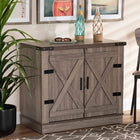 Baxton Studio Wayne Modern Contemporary Farmhouse Oak Brown Finished Wood 2-Door Shoe Storage Cabinet