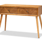 Baxton Studio Mae Mid-Century Modern Natural Brown Finished Wood 2-Drawer Console Table