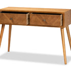 Baxton Studio Mae Mid-Century Modern Natural Brown Finished Wood 2-Drawer Console Table