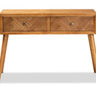 Baxton Studio Mae Mid-Century Modern Natural Brown Finished Wood 2-Drawer Console Table