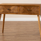 Baxton Studio Mae Mid-Century Modern Natural Brown Finished Wood 2-Drawer Console Table