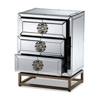 Baxton Studio Laken Contemporary Glam and Luxe Mirrored and Antique Bronze Finished 3-Drawer End Table
