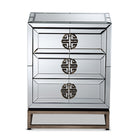 Baxton Studio Laken Contemporary Glam and Luxe Mirrored and Antique Bronze Finished 3-Drawer End Table