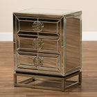 Baxton Studio Laken Contemporary Glam and Luxe Mirrored and Antique Bronze Finished 3-Drawer End Table