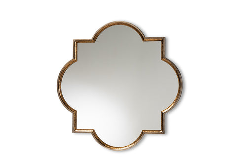 Baxton Studio Tiana Vintage Antique Bronze and Gold Finished Metal Quatrefoil Accent Wall Mirror