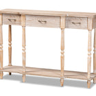 Baxton Studio Hallan Classic and Traditional French Provincial Rustic Whitewashed Oak Brown Finished Wood 3-Drawer Console Table