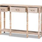 Baxton Studio Hallan Classic and Traditional French Provincial Rustic Whitewashed Oak Brown Finished Wood 3-Drawer Console Table