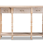 Baxton Studio Hallan Classic and Traditional French Provincial Rustic Whitewashed Oak Brown Finished Wood 3-Drawer Console Table