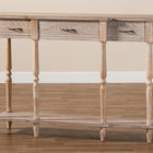 Baxton Studio Hallan Classic and Traditional French Provincial Rustic Whitewashed Oak Brown Finished Wood 3-Drawer Console Table