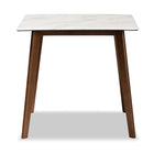 Baxton Studio Kaylee Mid-Century Modern Transitional Walnut Brown Finished Wood Dining Table with Faux Marble Tabletop