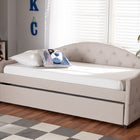 Baxton Studio Becker Modern and Contemporary Transitional Beige Fabric Upholstered Twin Size Daybed with Trundle