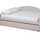 Baxton Studio Becker Modern and Contemporary Transitional Beige Fabric Upholstered Full Size Daybed with Trundle