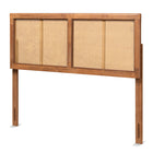 Baxton Studio Gilbert Mid-Century Modern Ash Walnut Finished Wood and Synthetic Rattan Queen Size Headboard