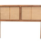 Baxton Studio Gilbert Mid-Century Modern Ash Walnut Finished Wood and Synthetic Rattan Queen Size Headboard