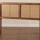 Baxton Studio Gilbert Mid-Century Modern Ash Walnut Finished Wood and Synthetic Rattan Queen Size Headboard