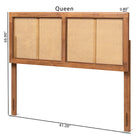 Baxton Studio Gilbert Mid-Century Modern Ash Walnut Finished Wood and Synthetic Rattan Queen Size Headboard