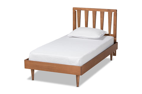 Baxton Studio Kuro Modern and Contemporary Walnut Brown Finished Wood Twin Size Platform Bed