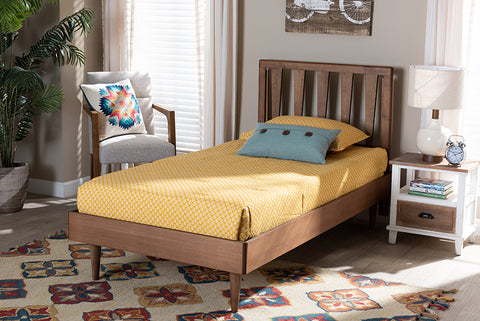 Baxton Studio Kuro Modern and Contemporary Walnut Brown Finished Wood Twin Size Platform Bed