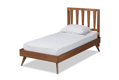 Baxton Studio Michi Modern and Contemporary Ash Walnut Finished Wood Twin Size Bed