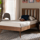 Baxton Studio Michi Modern and Contemporary Ash Walnut Finished Wood Twin Size Bed