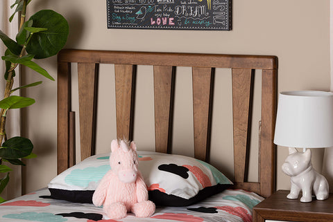 Baxton Studio Duncan Modern and Contemporary Ash Walnut Finished Wood Twin Size Headboard