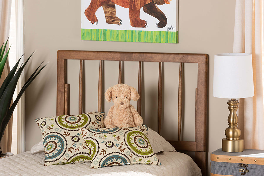 Baxton Studio Valin Modern and Contemporary Ash Walnut Finished Wood Twin Size Headboard