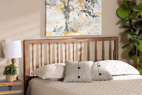 Baxton Studio Valin Modern and Contemporary Ash Walnut Finished Wood Full Size Headboard