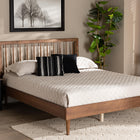 Baxton Studio Sora Mid-Century Modern Ash Walnut Finished Wood King Size Platform Bed