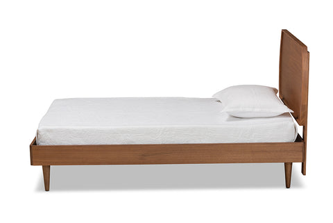 Baxton Studio Yori Mid-Century Modern Walnut Brown Finished Wood Twin Size Platform Bed