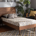 Baxton Studio Yori Mid-Century Modern Walnut Brown Finished Wood Twin Size Platform Bed