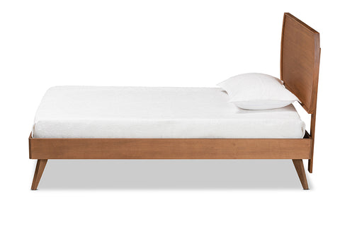 Baxton Studio Aimi Mid-Century Modern Walnut Brown Finished Wood Twin Size Platform Bed