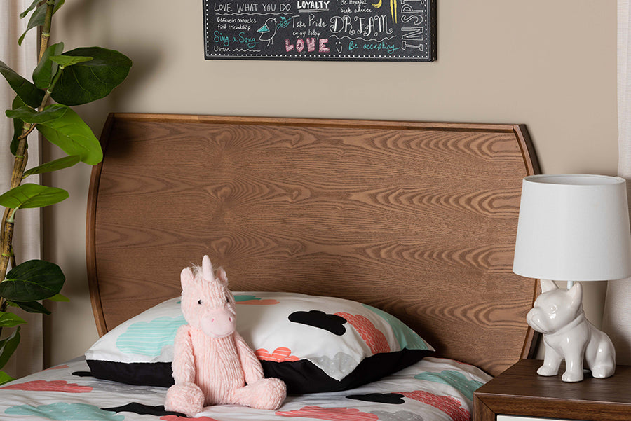 Baxton Studio Laurien Mid-Century Modern Ash Walnut Finished Wood Twin Size Headboard