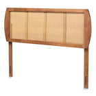 Baxton Studio Harris Mid-Century Modern Ash Walnut Finished Wood and Synthetic Rattan King Size Headboard