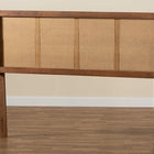 Baxton Studio Harris Mid-Century Modern Ash Walnut Finished Wood and Synthetic Rattan King Size Headboard