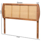 Baxton Studio Harris Mid-Century Modern Ash Walnut Finished Wood and Synthetic Rattan King Size Headboard