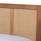 Baxton Studio Asami Mid-Century Modern Walnut Brown Finished Wood and Synthetic Rattan Queen Size Platform Bed