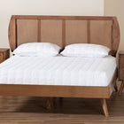 Baxton Studio Asami Mid-Century Modern Walnut Brown Finished Wood and Woven Rattan Queen Size 3-Piece Bedroom Set