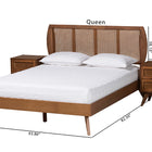 Baxton Studio Asami Mid-Century Modern Walnut Brown Finished Wood and Woven Rattan Full Size 3-Piece Bedroom Set