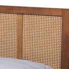 Baxton Studio Asami Mid-Century Modern Walnut Brown Finished Wood and Woven Rattan Full Size 3-Piece Bedroom Set