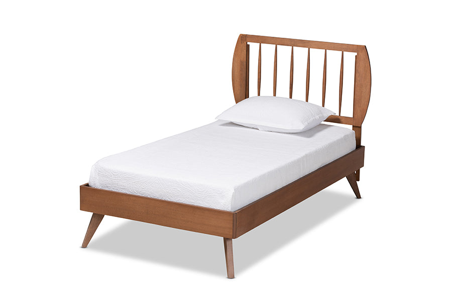 Baxton Studio Emiko Modern and Contemporary Walnut Brown Finished Wood Twin Size Platform Bed