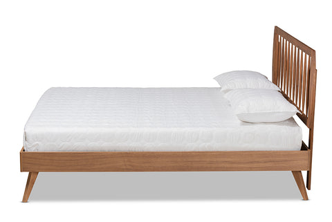Baxton Studio Emiko Modern and Contemporary Walnut Brown Finished Wood Queen Size Platform Bed