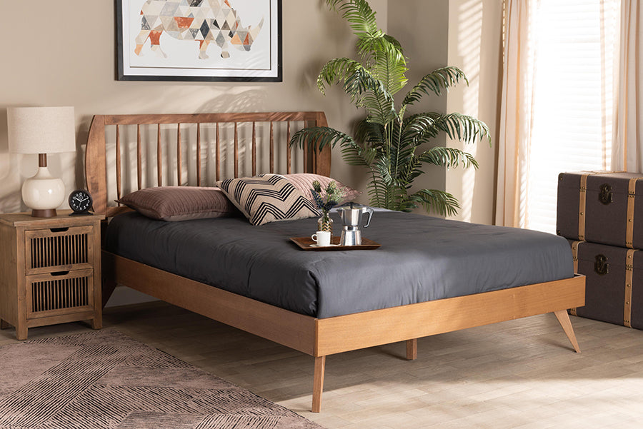 Baxton Studio Emiko Modern and Contemporary Walnut Brown Finished Wood Full Size Platform Bed