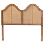 Baxton Studio Hazel Vintage Classic and Traditional Ash Walnut Finished Wood and Synthetic Rattan King Size Arched Headboard