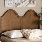 Baxton Studio Hazel Vintage Classic and Traditional Ash Walnut Finished Wood and Synthetic Rattan King Size Arched Headboard