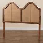 Baxton Studio Hazel Vintage Classic and Traditional Ash Walnut Finished Wood and Synthetic Rattan King Size Arched Headboard