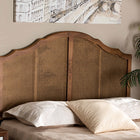 Baxton Studio Iris Vintage Classic and Traditional Ash Walnut Finished Wood and Synthetic Rattan Queen Size Arched Headboard