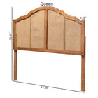 Baxton Studio Iris Vintage Classic and Traditional Ash Walnut Finished Wood and Synthetic Rattan Queen Size Arched Headboard