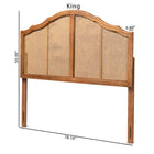 Baxton Studio Iris Vintage Classic and Traditional Ash Walnut Finished Wood and Synthetic Rattan King Size Arched Headboard