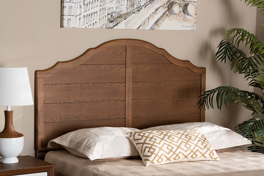 Baxton Studio Clive Vintage Traditional Farmhouse Ash Walnut Finished Wood Queen Size Headboard