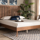 Baxton Studio Saki Mid-Century Modern Walnut Brown Finished Wood Full Size Platform Bed